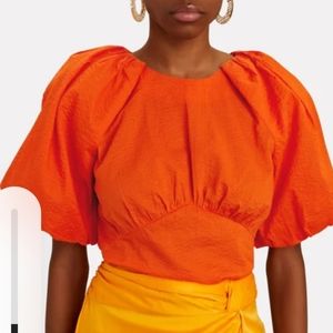 Frame gathered seam top orange L